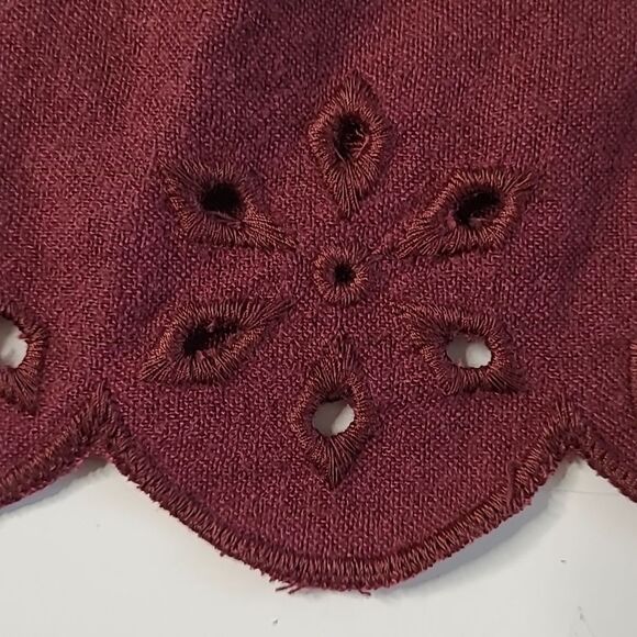 $140 NEW MADEWELL LONG SLEEVE MULBERRY MAROON RUFFLE MINI DRESS L LARGE NWT - Picture 9 of 14